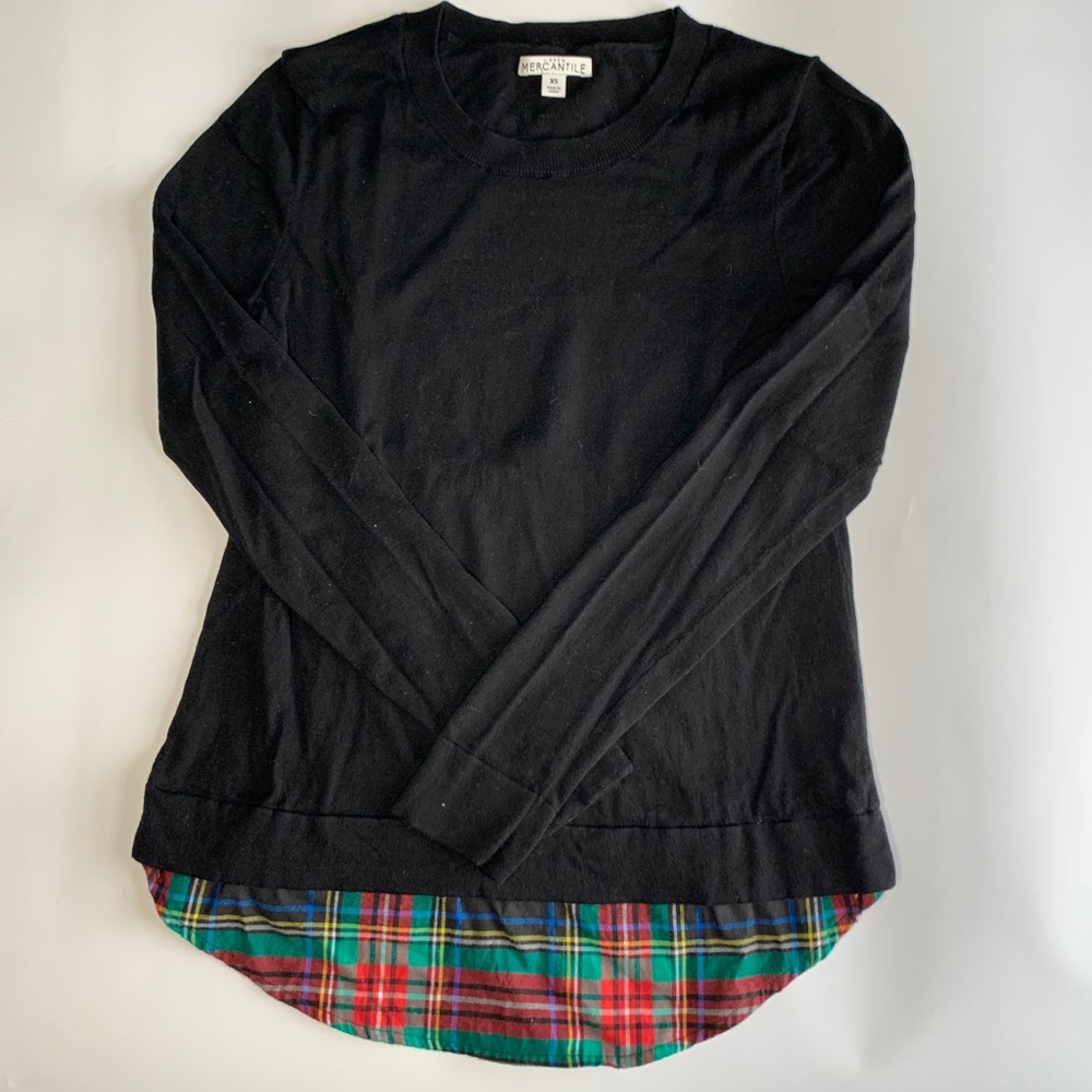 Jcrew sweater with flannel hem